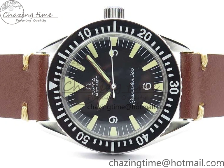 1219 Vintage Seamaster 300 No Date SS B12 Black Dial On Brown Leather Strap A2836 (Free Nylon Strap) Comfortable 7912